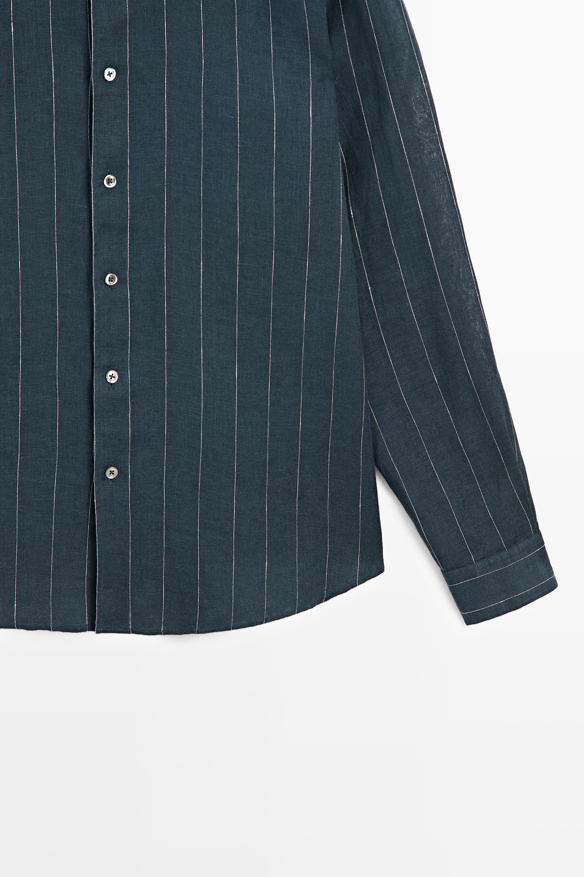 Chemise regular fit à rayures 100 % lin